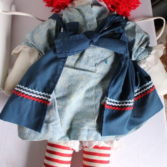 Vintage 25 in Hand Made Raggedy Ann And Andy Dolls Embroidered Faces Well Made - Picture 9 of 16